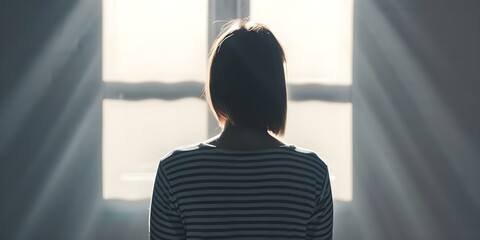 Confronting mental health obstacles and battling depression by facing shadows. Concept Mental Health Awareness, Overcoming Depression, Confronting Shadows, Finding Inner Strength