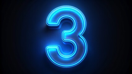 Vibrant blue glowing 3D numbers in sleek outline style pop against a dark black background, exuding futuristic technology and modern style.