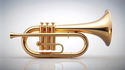 A golden horn icon with a sleek, modern design, set against a clean, white, minimalistic background, evoking luxury and sophistication.