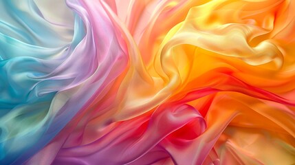 Obraz premium A close-up shot of vibrant, translucent fabric draped and flowing in soft, warm light