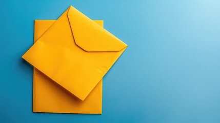 Yellow paper on blue table