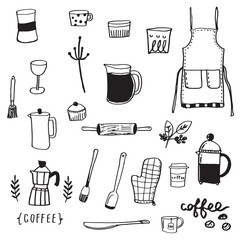 Food doodles,Foods doodles hand drawn sketchy vector symbols and objects