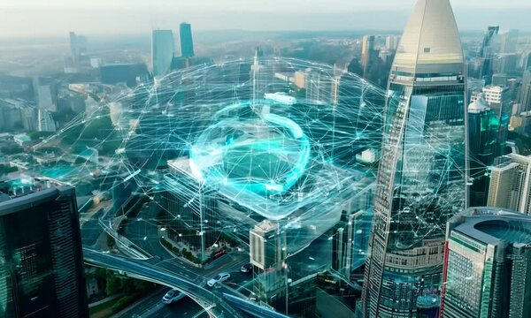 Futuristic Saudi Arabian City - Vision 2030 and Holographic Elements