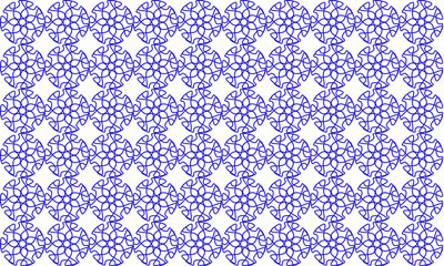 abstract flower dot round snowflakes two tone blue star flower asterisk pattern on white background as seamless repeat style replete image design for fabric printing, blue and purple checkerboard