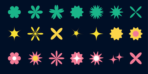 set of y2k shape. vector illustration