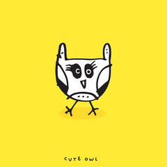 Set of doodle cartoon owls with various emotions,Various Cute Owl Doodle Collection,hand drawn,Cute animal