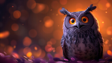 Owl Illustration in Animated Style