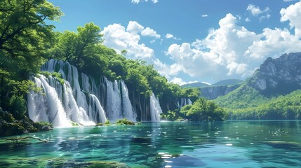 the cascading waterfalls of Plitvice Lakes National Park. 