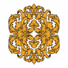 Isolated ornamental design. Ornamental elements for your designs. Floral carving decoration for postcards, invitations, social media or wedding.