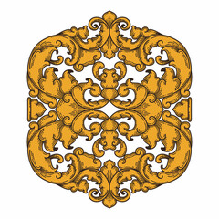 Isolated ornamental design. Ornamental elements for your designs. Floral carving decoration for postcards, invitations, social media or wedding.