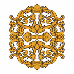 Isolated ornamental design. Ornamental elements for your designs. Floral carving decoration for postcards, invitations, social media or wedding.