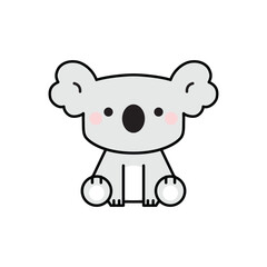 Cute cartoon koala. Childish vector illustration flat style. Sitting koala bear. For poster, greeting card, baby design.
