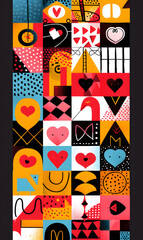 Valentine's Day cartoon cards. Generative AI Illustration