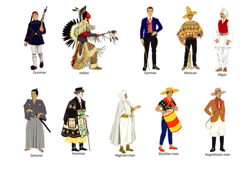 Traditional men collection vectors 