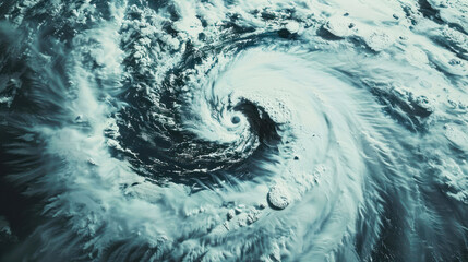 Gigantic ocean whirlpool with swirling cloud formations