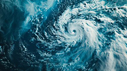 Massive ocean storm with rotating clouds and high waves