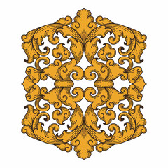Isolated ornamental design. Ornamental elements for your designs. Floral carving decoration for postcards, invitations, social media or wedding.