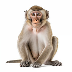 Naklejka premium Portrait Of A Monkey Sitting On A White Background