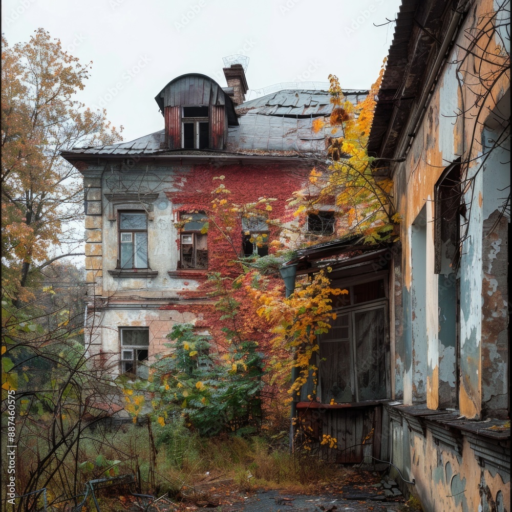 Aufkleber a historic building with a tree standing tall in front, offering shade and serenity