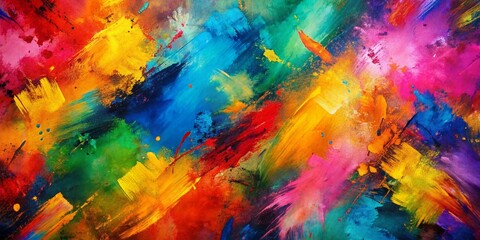 Vibrant abstract grunge background featuring expressive brush strokes in bold colors, adding texture and energy to any design or creative project.