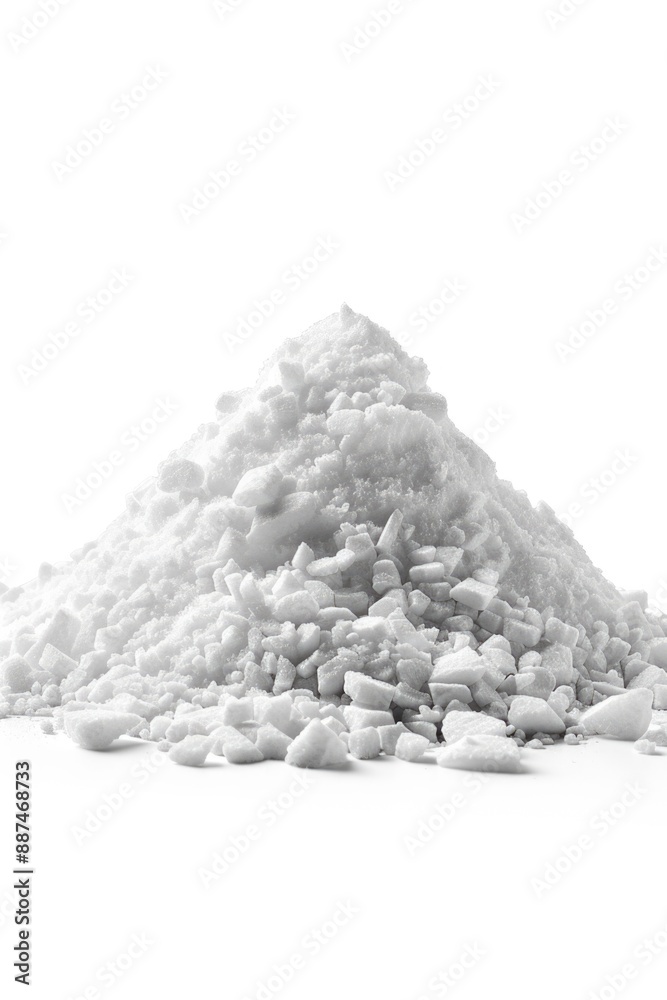 Canvas Prints A pile of snow sits atop a pile of rocks, with the winter landscape in the background