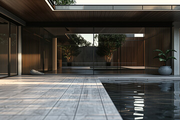 Obraz premium Modern Villa with Spacious Foreground Image