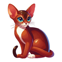 Abyssinian vector illustration isolated on white background, bright colorful , cartoon style
