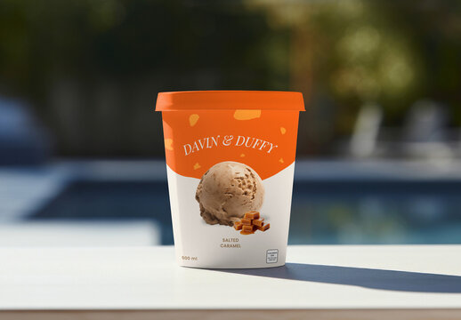 Product Packaging Ice Cream Tub Mockup With Generative AI