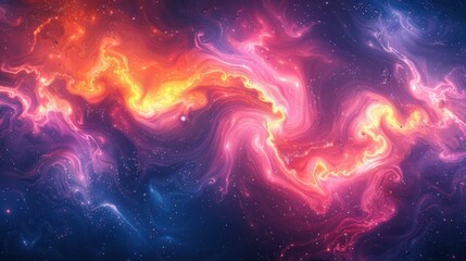 Vibrant nebula swirl with warm color contrasts