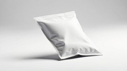 Naklejka premium Minimalist Elegance Create a cinematic image of a white sachet mockup placed against a pristine white background