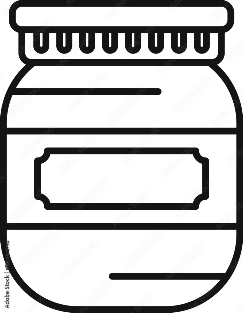 Sticker Simple line drawing of a closed jar with an empty label, ready for your product design