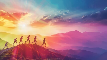 Fototapeta premium silhouette running people