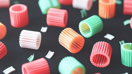 Obraz premium A close-up of various colored toothbrush holders with toothpaste on top