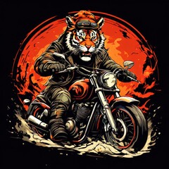 the AI Image Generator, pop punk colors a tiger riding