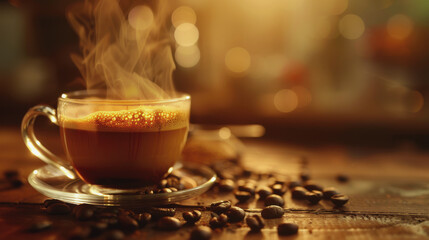 Obraz premium Coffee day. a cup of hot fresh coffee