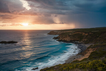 Sunset Serenity at Rugged Coastline
