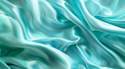 Obraz premium A soft, aquamarine silk fabric drapes elegantly, creating a sense of calmness and tranquility