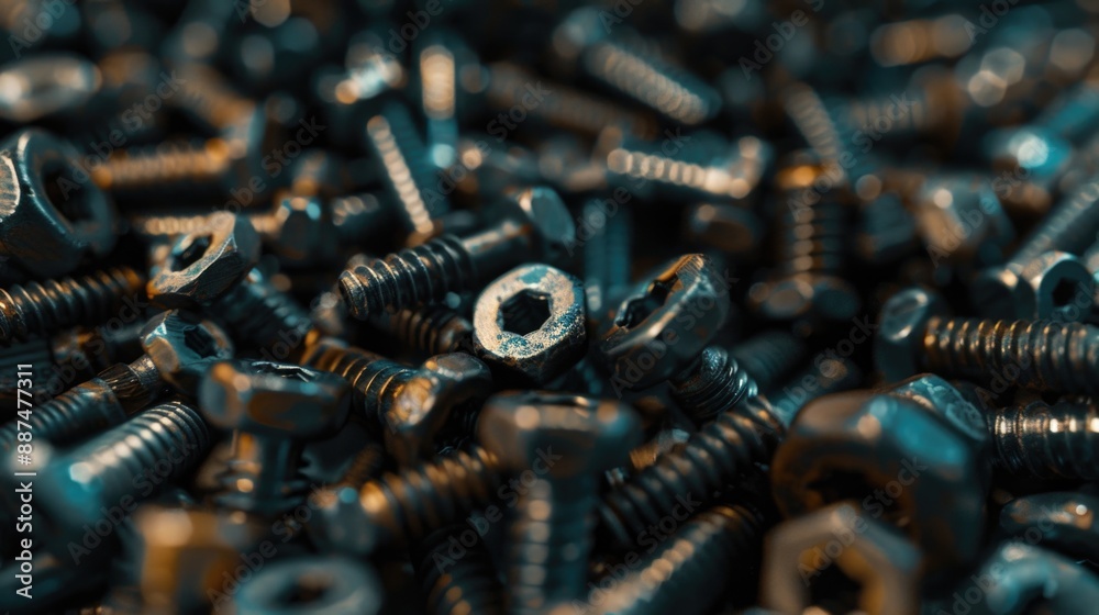 Poster a collection of screws stacked on top of each other