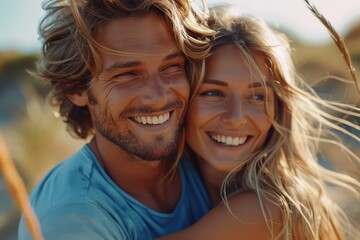 Fototapeta premium Young couple embracing each other
