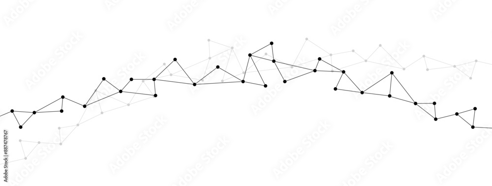 Aufkleber Technology network polygonal connect lines and dots background template. Wireless data transfer server global system graphic vector.