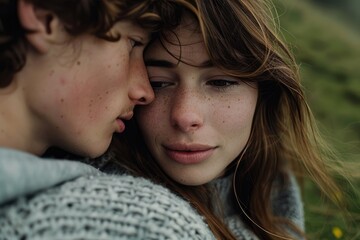 Fototapeta premium Young couple embracing each other