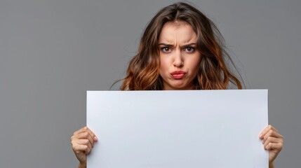 Naklejka premium A woman holding a white paper