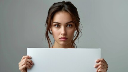 Fototapeta premium A woman holding a white paper