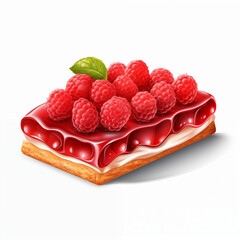 Delicious Raspberry Dessert With Layered Cream And Jelly On A White Background