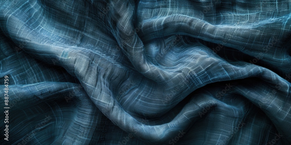Aufkleber a detailed view of the texture and pattern on a blue fabric