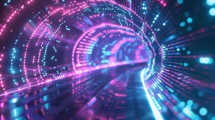 Fototapeta premium Abstract Neon Tunnel with a Futuristic Vibe