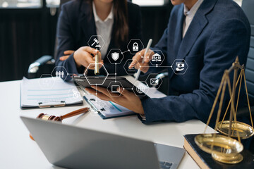 Lawyer or judge consult havering team meeting at law office. Law and Legal services concept.