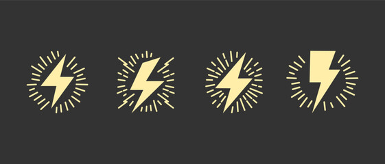 Hand drawn doodle electric lightning symbol sketch. thunder icon