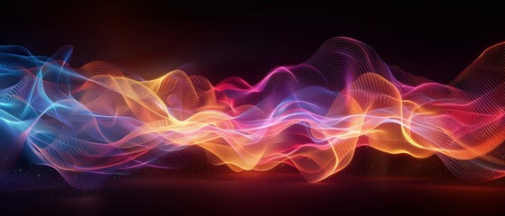 Dynamic 3D Sound Waves in Vibrant Neon Hues