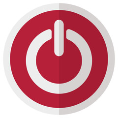 Flat icon of power button isolated on white background.